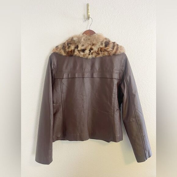 Vintage Wilson Maxima brown Leather bomber flight Jacket and rabbit fur collar L - Picture 10 of 11